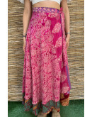 Silk printed double faced wrap skirt maxi 