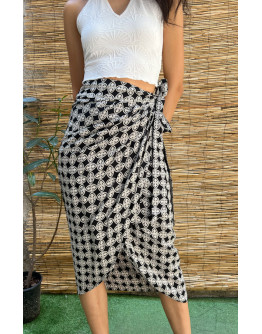 Vintage εμπριμέ wrap φούστα midi 