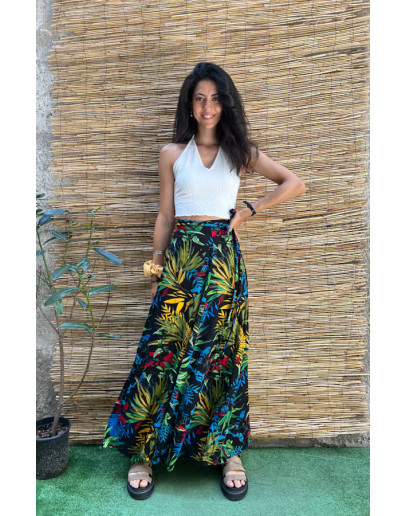 Vintage εμπριμέ wrap φούστα maxi 