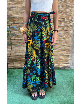 Vintage εμπριμέ wrap φούστα maxi 