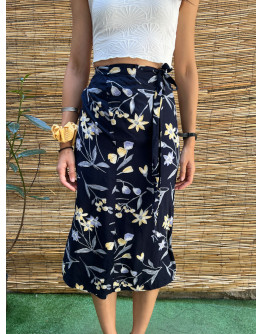 Vintage φλοράλ wrap φούστα midi XXL