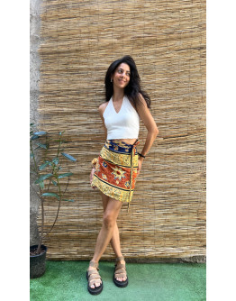 Vintage εμπριμέ wrap φούστα mini 