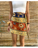 Vintage εμπριμέ wrap φούστα mini 