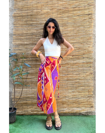 Vintage εμπριμέ wrap φούστα maxi 