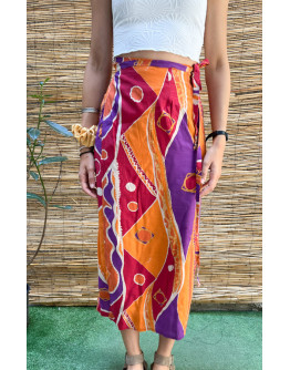 Vintage εμπριμέ wrap φούστα maxi 