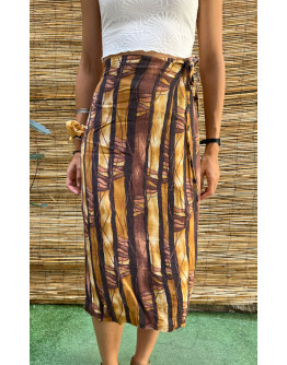 Vintage εμπριμέ wrap φούστα midi 