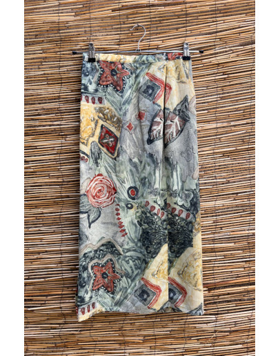 Vintage printed wrap skirt midi