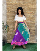 Silk printed double faced wrap skirt maxi 