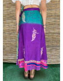 Silk printed double faced wrap skirt maxi 