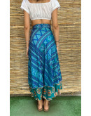 Silk printed double faced wrap skirt maxi 