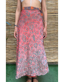 Silk printed double faced wrap skirt maxi 