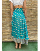 Silk printed double faced wrap skirt maxi 