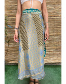Silk printed double faced wrap skirt maxi 