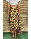 Silk printed double faced wrap skirt maxi 