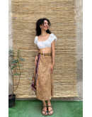 Silk printed double faced wrap skirt maxi 