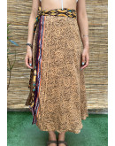 Silk printed double faced wrap skirt maxi 