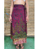 Silk printed double faced wrap skirt maxi 