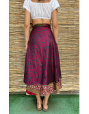 Silk printed double faced wrap skirt maxi 
