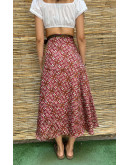 Silk printed double faced wrap skirt maxi 
