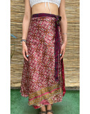 Silk printed double faced wrap skirt maxi 