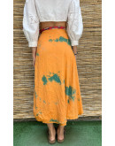 Silk printed double faced wrap skirt maxi 
