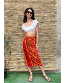 Vintage printed wrap skirt midi L