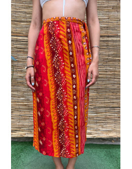 Vintage printed wrap skirt midi L