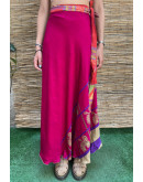 Silk printed double faced wrap skirt maxi 