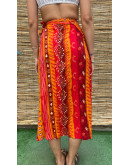 Vintage printed wrap skirt midi L