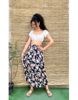 Vintage floral wrap skirt maxi