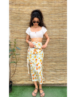 Vintage floral wrap skirt maxi