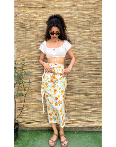 Vintage floral wrap skirt maxi