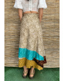 Silk printed double faced wrap skirt maxi 