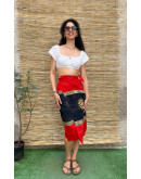 Vintage printed wrap skirt midi