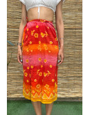 Vintage linen floral wrap skirt midi