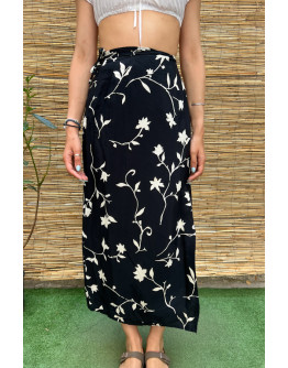 Vintage floral wrap skirt maxi L