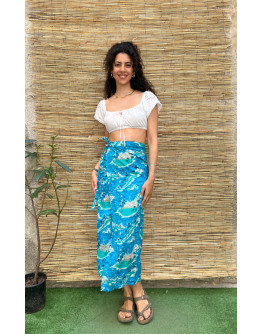 Vintage printed wrap skirt maxi
