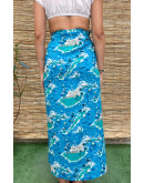Vintage printed wrap skirt maxi