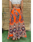 Vintage printed wrap skirt maxi