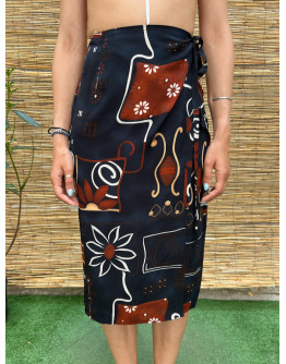 Vintage printed wrap skirt midi