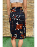 Vintage printed wrap skirt midi