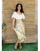 Silk printed double faced wrap skirt maxi 
