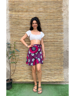 Vintage printed wrap skirt mini
