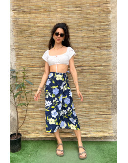 Vintage floral wrap skirt midi XS