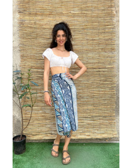 Vintage printed wrap skirt midi