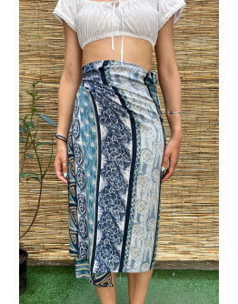 Vintage printed wrap skirt midi