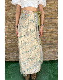 Silk printed double faced wrap skirt maxi 
