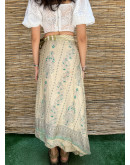 Silk printed double faced wrap skirt maxi 