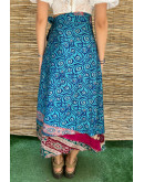Silk printed double faced wrap skirt maxi 