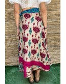 Silk printed double faced wrap skirt maxi 